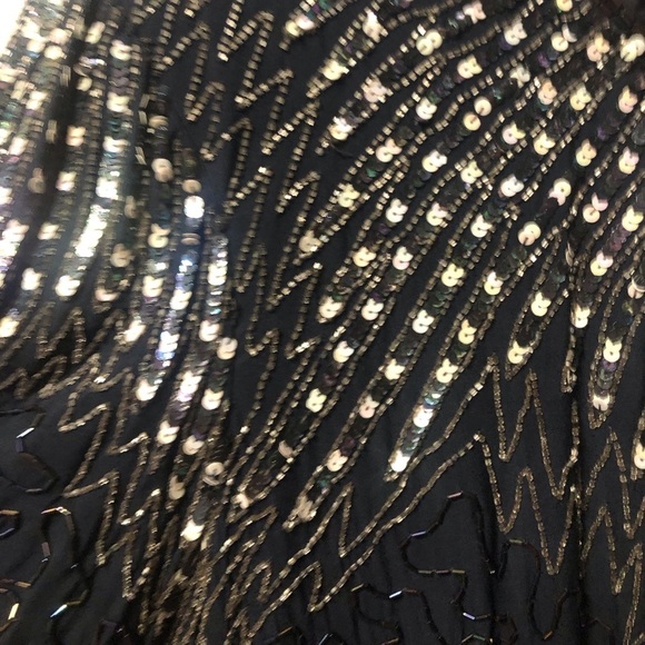 Vintage Navy Blue Beaded and Sequined Cocktail Dress Size Large - Picture 10 of 10